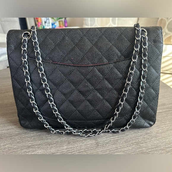 CHANEL Caviar Black Maxi Double Flap Classic Bag ( interior damage) - Picture 3 of 17